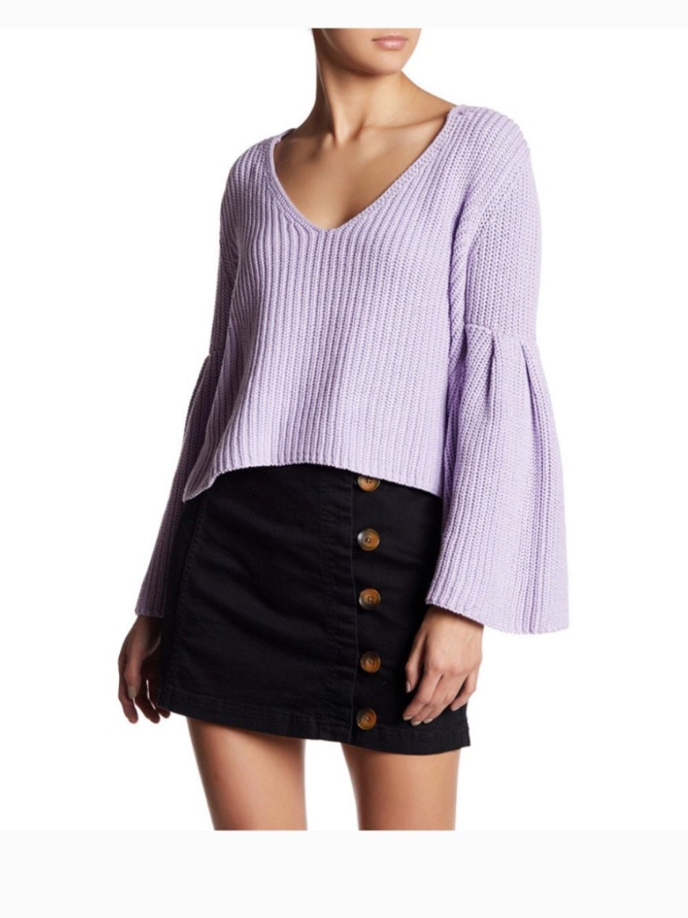 Free People Purple Cropped Sweater | 70s Boho Fairycore - Picture 1 of 8